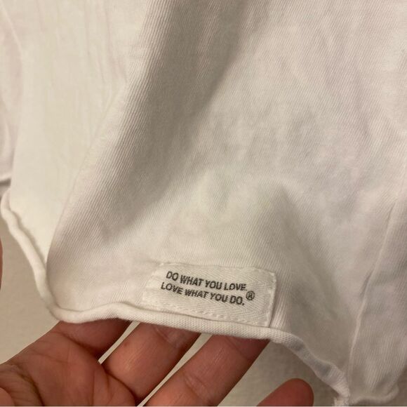 Life Is Good crusher light floral daisy retro y2k white raw hem white t shirt L - Picture 3 of 8